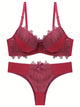 Womens Elegant Two Piece Lingerie Lace Sleeveless Bra and Low Waist