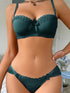 Women's Embroidery Lingerie Outfits Stain Bow V-Neck Bra with Low Waist