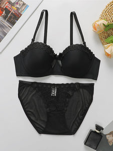 Lingerie Outfits Stain Bow V-Neck Bra with Low Waist